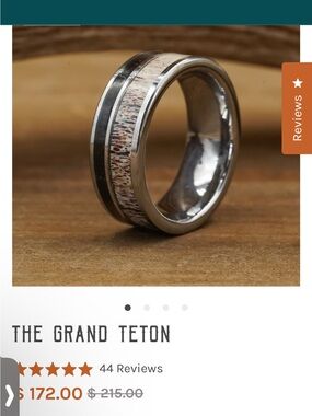 Grand Teton Men's Antler Inlay Stainless Ring - Silver Tone